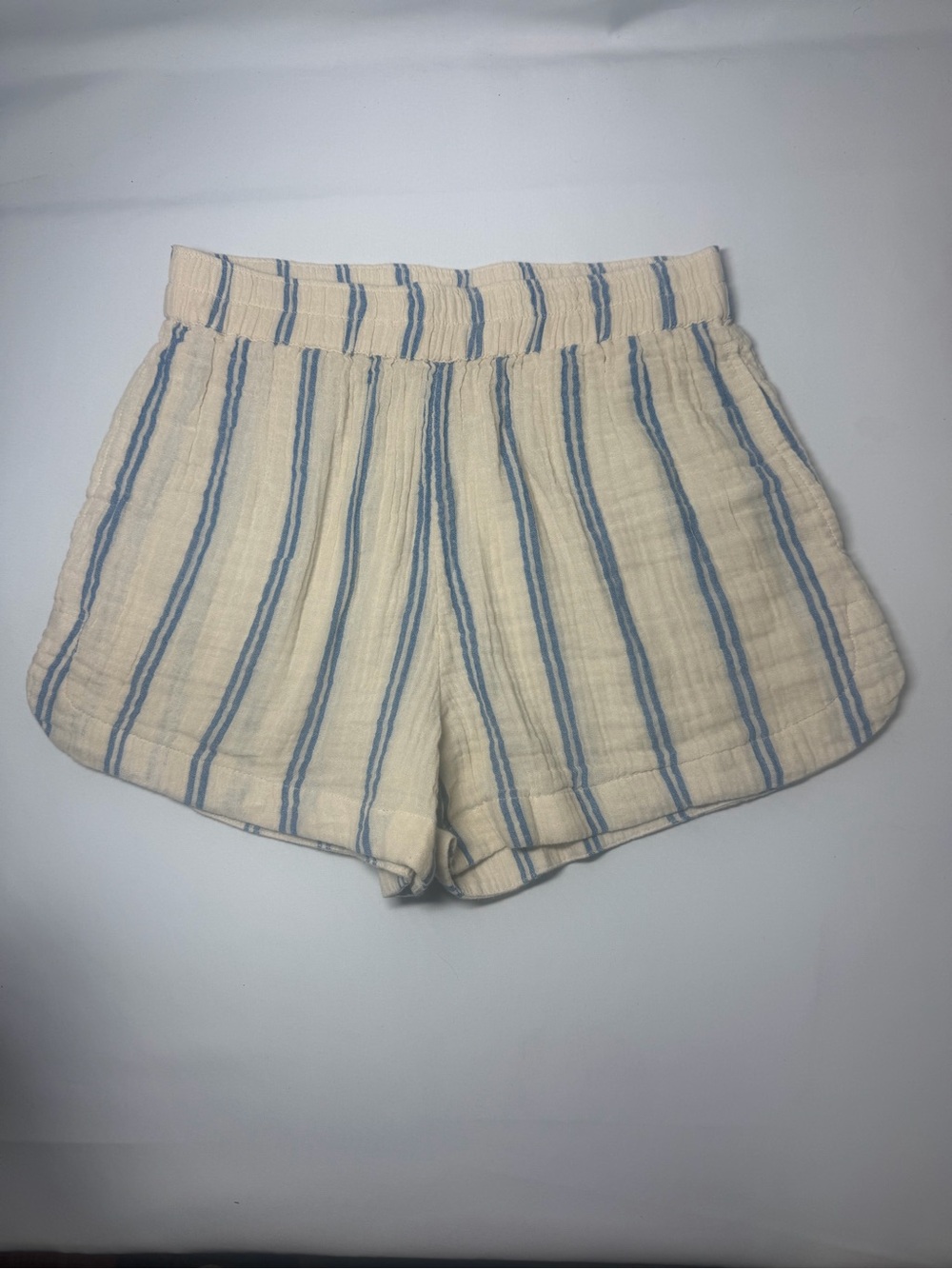 Rip Curl Premium Surf Stripe Cotton Gauze Shorts Blue White M
